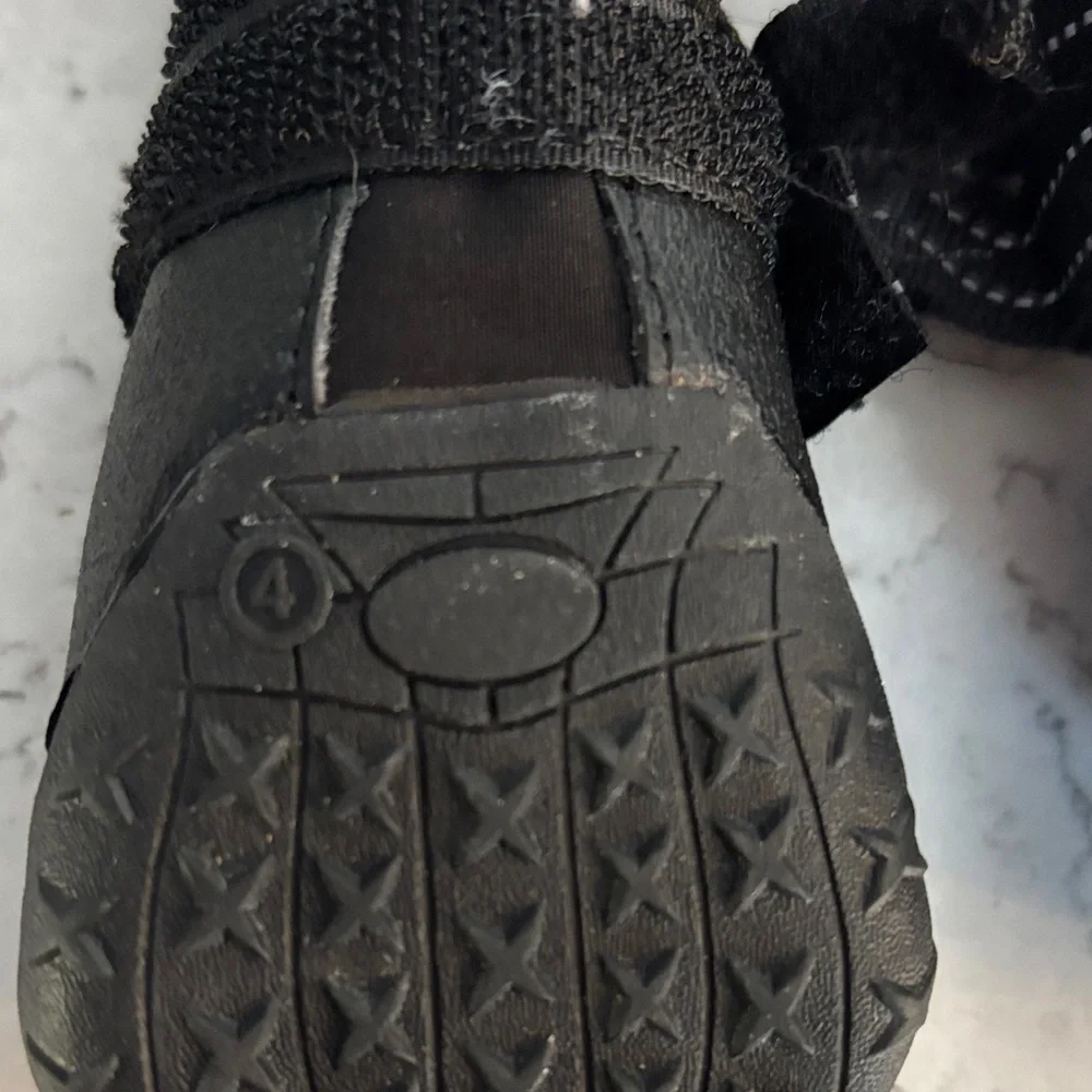 Petaco Black medium dog waterproof Velcro boots Shoes slip on EUC